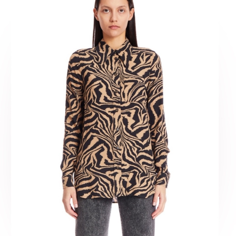 GANNI Zebra Print Crepe Shirt